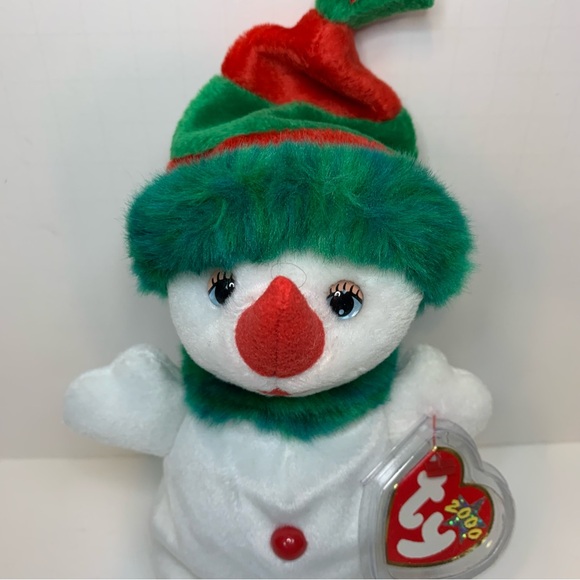 TY Snowgirl  Plush Toy - White, Red, and Green - Picture 2 of 12